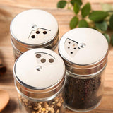 3/6pcs Stainless Steel Lid Glass Seasoning Bottle