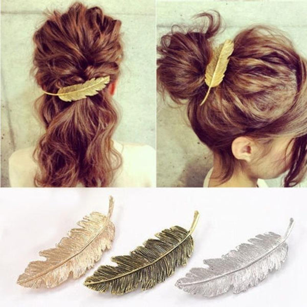 1PCS Leaf Feather Hair Clip