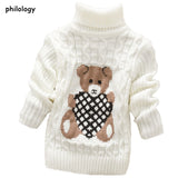 PHILOLOGY 2T-8T bear thick Knitted Turtleneck