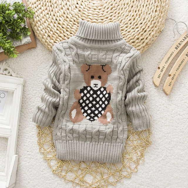 PHILOLOGY 2T-8T bear thick Knitted Turtleneck