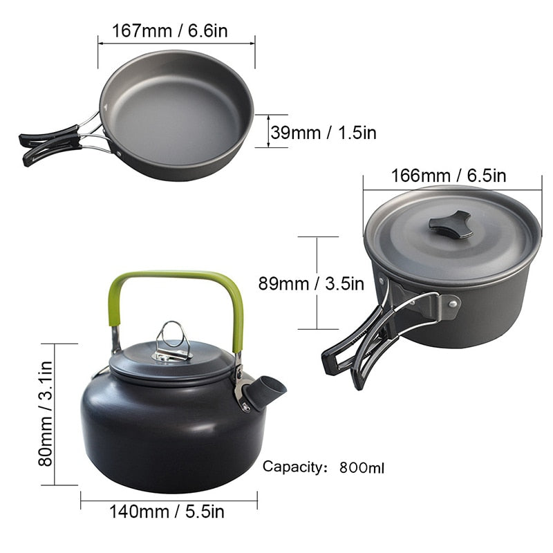 1 Set Outdoor Pots Pans Camping Cookware