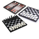 Magnetic Chess Backgammon Checkers Set Foldable Board Game 3-in-1