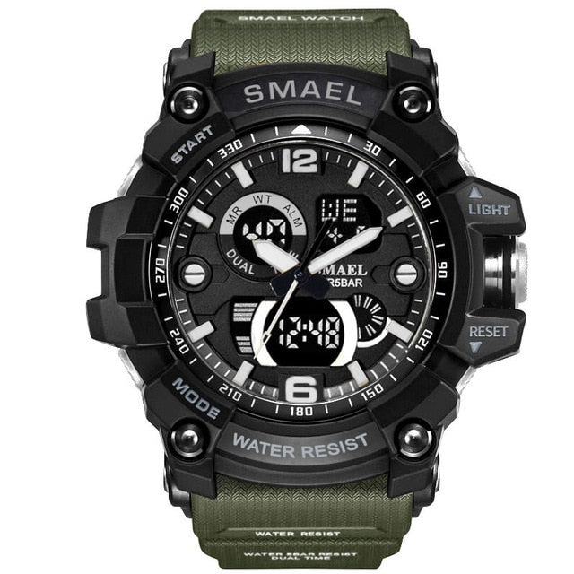 SMAEL Men 50m Waterproof  LED Quartz Digital Sports Watches