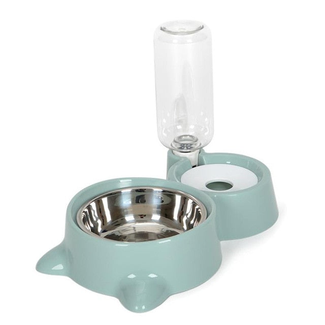 2-in-1 Cat Bowl Water Dispenser and Food Bowl Food Container