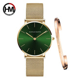 Women Watch 1 set Bracelet - Simple Waterproof Rose Gold Stainless Watch