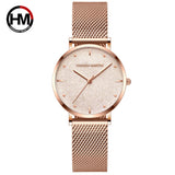 Sahara Desert Dial Japan Quartz Wristwatch Stainless Steel Rose Gold Waterproof Watch for Women
