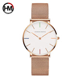 Sahara Desert Dial Japan Quartz Wristwatch Stainless Steel Rose Gold Waterproof Watch for Women