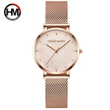 Sahara Desert Dial Japan Quartz Wristwatch Stainless Steel Rose Gold Waterproof Watch for Women