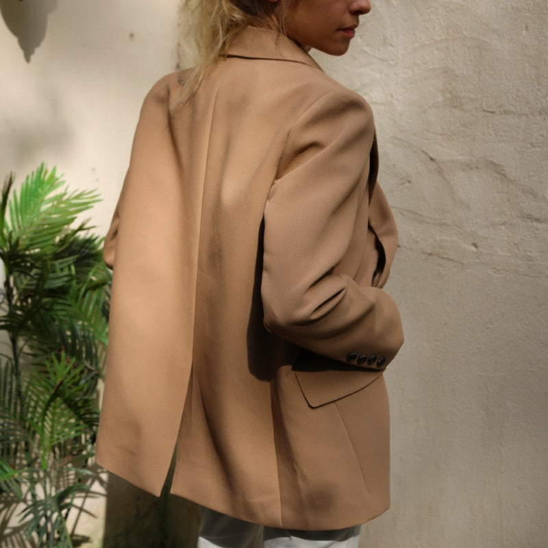 Spring Blazer Women Double Breasted Oversized Suits Jacket