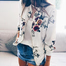 Women Floral Printed Lightweight Long Sleeve Zipper Jacket