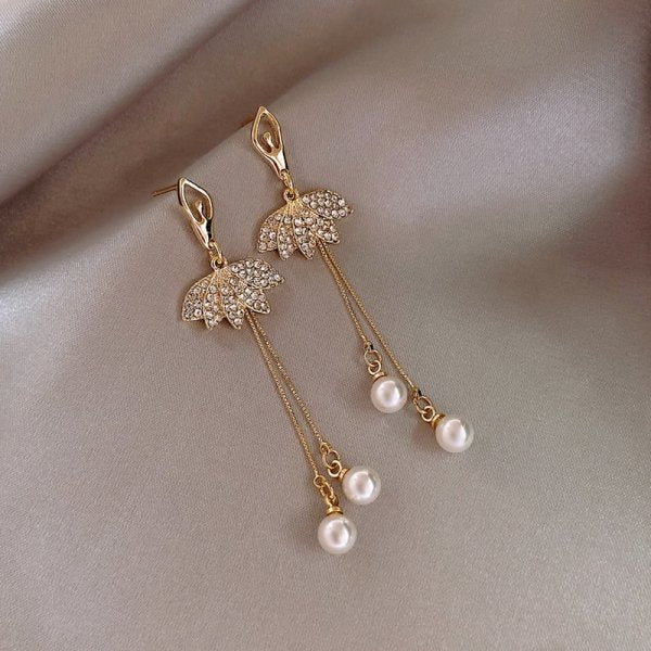 Long Tassel Earrings Korean Sweet Butterfly Rhinestone Earring