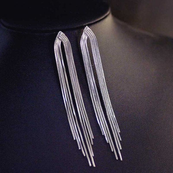 Long Tassel Earrings Korean Sweet Butterfly Rhinestone Earring