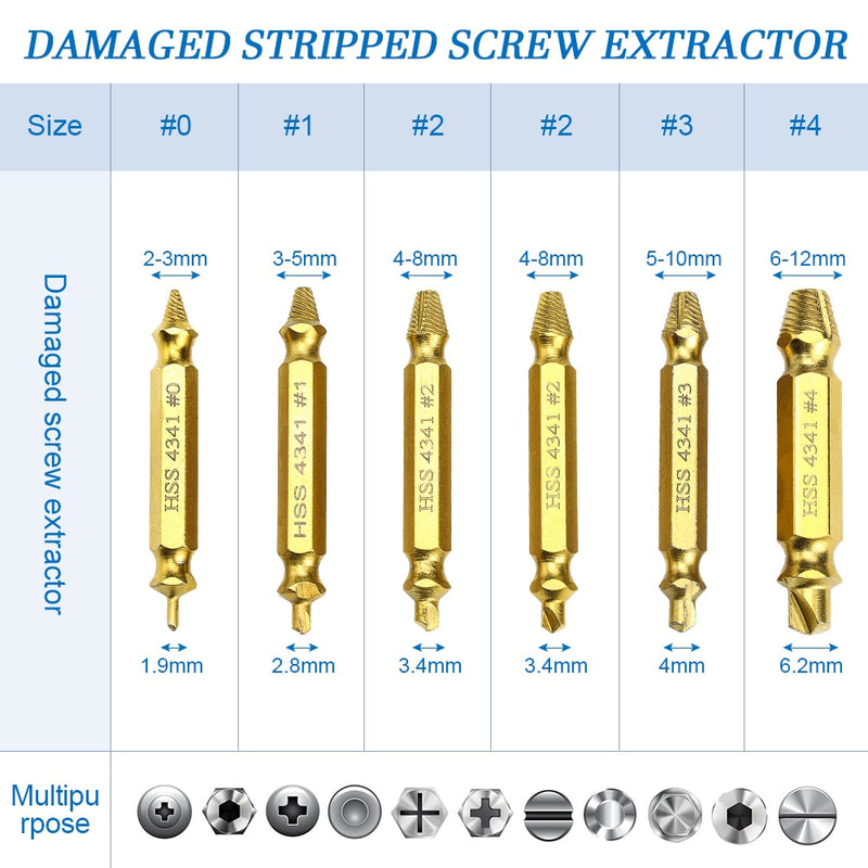 NINDEJIN 4/5/6pcs Damaged Screw Extractor