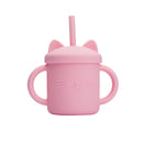 Silicone Cat Shaped Cup Learning Cup with Lid and Straw