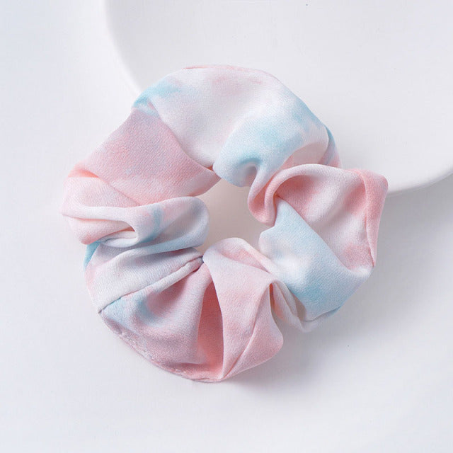 Silk Scrunchie Elastic Handmade 1PC Satin Silk Solid Color