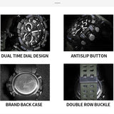 SMAEL Men 50m Waterproof  LED Quartz Digital Sports Watches