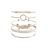 5Pcs/set Bohemian Gold color Moon/ Leaf Bracelet