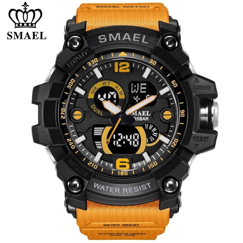 SMAEL Men 50m Waterproof  LED Quartz Digital Sports Watches