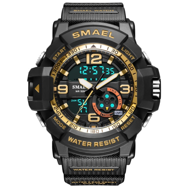 SMAEL Men 50m Waterproof  LED Quartz Digital Sports Watches