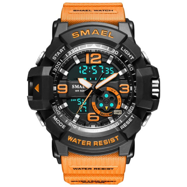 SMAEL Men 50m Waterproof  LED Quartz Digital Sports Watches