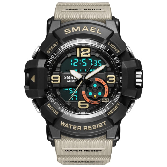 SMAEL Men 50m Waterproof  LED Quartz Digital Sports Watches