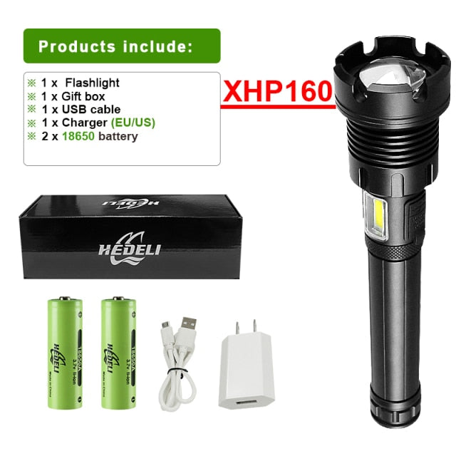 New XHP160 Most Powerful Led Flashlight