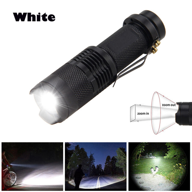 Mini Zoomable 1200LM XPE LED Waterproof Flashlight AA/14500 Powered Clip Pen Light Lamp 3 Modes